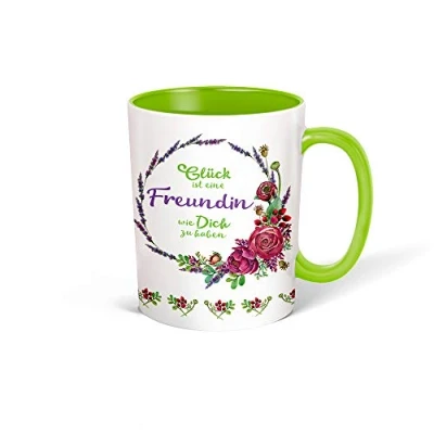 Abbildung von Trötsch Tasse Kranz Freundin weiß grün: Kaffeetasse Teetasse Geschenkidee Geschenk (Keramiktasse / Blumenkranz)