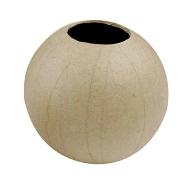Abbildung von Décopatch HD004O Blumenvase Kugel aus Pappmaché, 11 x 10,5 cm, wasserfest zum Verzieren perfekt für Ihr Wohndeko, Kartonbraun
