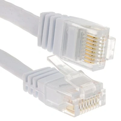 Abbildung von Flach CAT6 Ethernet LAN Patchkabel Kabel Verluste Profil Gigabit RJ45 2 m Weiß [2 Meter/2m]