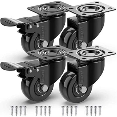 Abbildung von GBL Möbelrollen Schwerlast mit 2 Bremsen + Schrauben 50mm 200KG 4 Lenkrollen Bremse im Set keine Spuren &amp; Leise Schwerlastrollen Transportrollen Rollen für Palettenmöbel