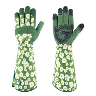Abbildung von PHALANX Gartenhandschuhe für Damen Atmungsaktive Dornenfest Rosen Handschuhe Langer Unterarmschutz Leicht Gartenarbeiten Verdickte Handflächen Arbeitshandschuhe Beste Gartengeschenke Grün S
