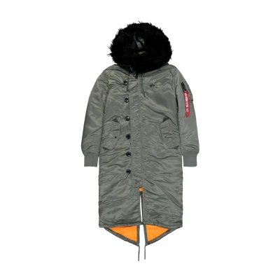 Abbildung von Alpha Industries LONG Fishtail Parka, Damen, Größe: Medium, Vintage green