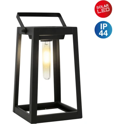 Abbildung von näve LED Solarleuchte &quot;Camping&quot;, 1 flammig, Leuchtmittel Modul wechselbar, incl. 1x warmweiß, mit Henkel, schwarz, h: 25,5cm