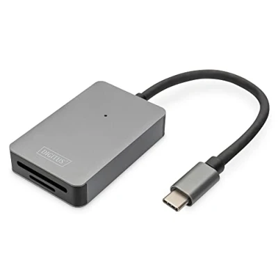Abbildung von DIGITUS USB C Kartenleser, 2 Anschlüsse UHS II SD4.0, TF4.0, 300Mb/s