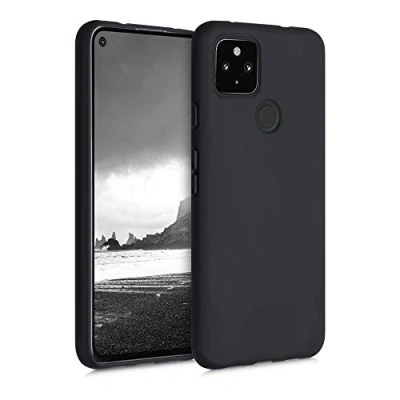 Abbildung von kwmobile Hülle kompatibel mit Google Pixel 4a 5G weiches TPU Silikon Case Cover geeignet für kabelloses Laden Schwarz