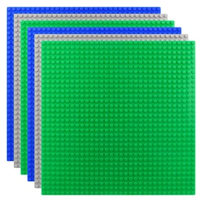 Abbildung von KEWUZY 6 Stück Bauplatte für Classic Bausteine 25 * 25cm, Platte Set Grundplatten Bauplatten Kompatibel mit Meisten, Grüne Blaue Graue Grundplatte