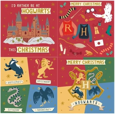 Abbildung von Danilo Promotions Limited Offizielles Harry Potter Weihnachtskarten Set, 20 Karten, 4 verschiedene Designs, HPXB2
