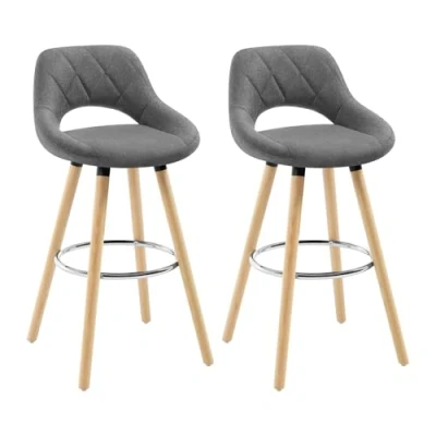 Abbildung von WOLTU® Barhocker BH111dgr 2 2er Set Barstuhl Bistrohocker Tresenhocker mit Lehne und Fußstütze Design Stuhl Holz Leinen Dunkelgrau