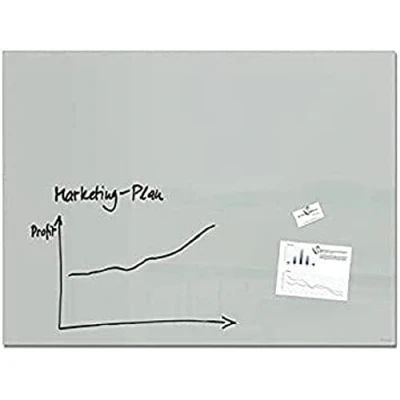 Abbildung von SIGEL GL213 Premium Glas Whiteboard 120x90 cm grau hochglänzend, SGS geprüft, einfache Montage, incl. 2 starke Magnete, Magnettafel Artverum
