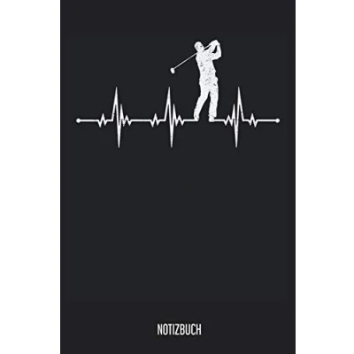 Abbildung von Notizbuch: Golfer Herzschlag EKG Puls Golf Notizbuch, 120 Seiten blanko, eckiger Buchrücken, 6x9, Notizheft, Schreibheft für Notizen