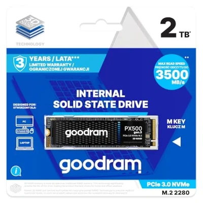 Abbildung von goodram Laufwerk Extern Px500 Gen.3 Interne Festplatte Hochgeschwindigkeits PCIe Gen. 3 x4 Schnittstelle NVMe 1.4 Unterstützung Speicherung von Mehrfachdaten 2TB 3500 MB/s 2800