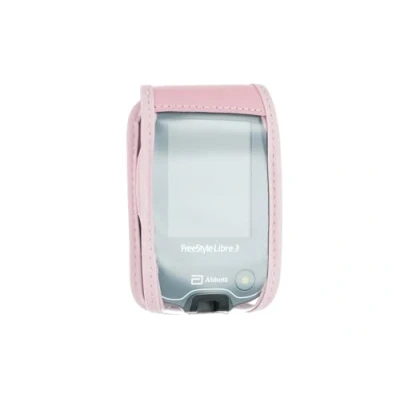Abbildung von caseroxx Ledertasche mit Gürtelclip kompatibel Freestyle Libre 1/2 / 3 Insulinx 14 Day aus Echtleder, Tasche und Sichtfenster in pink