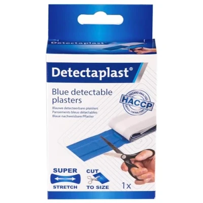 Abbildung von Detectaplast Pflaster sensitive wasserfest Elastic, blaue Wundpflaster rolle für den Umgang mit Lebensmitteln, detektierbare Erste Hilfe Sets in der Gastronomie, 6 cm x 1 m, Stück