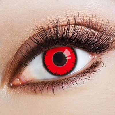 Abbildung von aricona Farblinsen Rote Farbige Kontaktlinsen Halloween Kostüm Zombie Vampir Fasching, ohne Stärke, 2 Stück