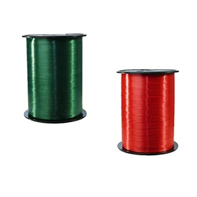 Abbildung von Clairefontaine 601774AMZC Set mit 2 Spulen aus Schleife, glatt, 500 x 0,7 cm, ideal für Geschenkverpackung, Basteln und Hausdeko, 1 Set, Grün/Rot