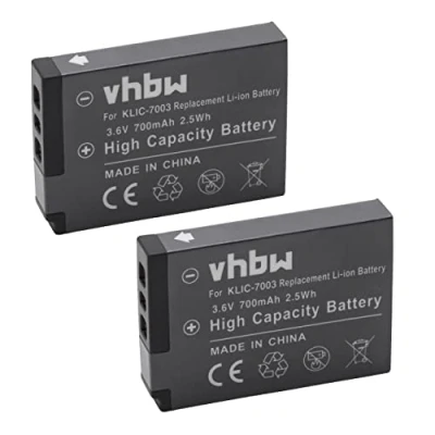 Abbildung von vhbw 2X Akku kompatibel mit Kodak EasyShare V1003, M380, M381, M420, V803, Z950 Kamera (700 mAh, 3,6 V, Li Ion)