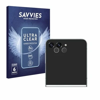 Abbildung von Savvies 6 Stück Schutzfolie für Samsung Galaxy Z Flip 5 (NUR Kameraschutz) Displayschutz Folie Ultra Transparent