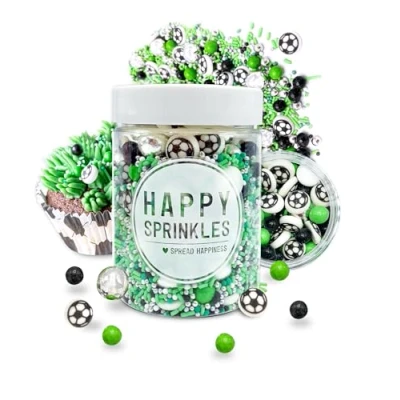 Abbildung von HAPPY SPRINKLES Football Champion 90g Fußball Streusel Mix Mit Schokolade Zum Dekorieren Ideale Tortendeko Für Kekse, Eis &amp; Kuchen Geeignet (90g)