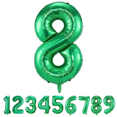 Abbildung von Geburtstag zahlen luftballon 8 jahre Folienballon XXL Grün Riesen in 40&quot; 101cm Geburtstagsdeko Ballon Zahl Deko zum fliegt mit Helium