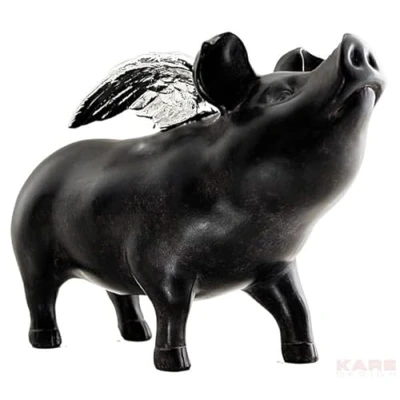 Abbildung von Kare Design Spardose Rockstar Pig, Schwarz, Spardose, Schwein, Sparschwein, 17x23x10 cm (H/B/T)