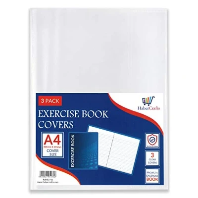 Abbildung von A4 Book Cover Kunststoff Übungsbuch Hüllen Klar Schule Notebook Schutzhülle Folie Transparente Jacke Bücher 30 cm x 21 (A4 Größe 24 Stück)