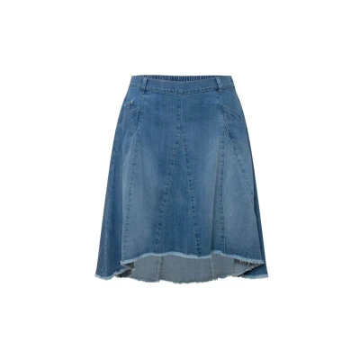 Abbildung von Ulla Popken Godet Pleated Denim Faltenrock, Damen, Größe: 62, Light blue