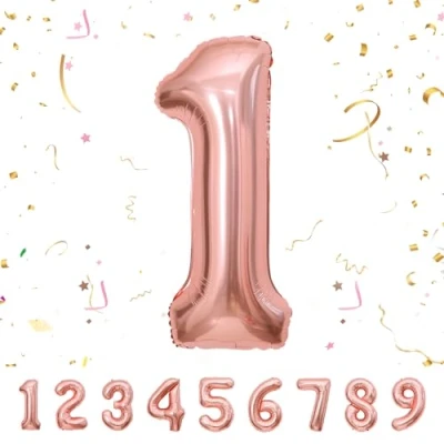 Abbildung von Geburtstag zahlen luftballon 1 jahre Roségold Folienballon XXL Riesen in 40&quot; 101cm Geburtstagsdeko Ballon Zahl Deko zum .Fliegt mit Helium