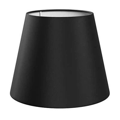 Abbildung von ledscom.de Lampenschirm, Leinen, Textil, Stoff, Schwarz, 200mm Ø, Tischleuchte, DIY Lampe, Nachttisch Tisch Jute, Wohnzimmer
