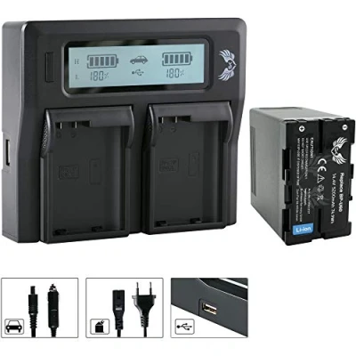 Abbildung von SK Akku Sony BP U60 5200mAh + LCD Dual Doppel Ladegerät für PMW 200 300 / EX1 EX3 F3 // PXW FS5 FS7 X180 X200 /// U30 U90 U95