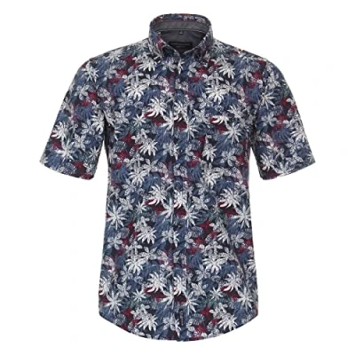 Abbildung von Casamoda Kurzarm Print Casual FIT Hemd, Herren, Größe: Large, Graues dunkelblau