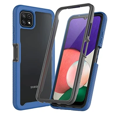 Abbildung von XINNI Hülle für Samsung Galaxy A22 5G, 360 Grad Stoßfeste Schutzhülle mit Integriertem Bildschirmschutz, Robuster Bumper Outdoor Full Body Case, Dunkelblau