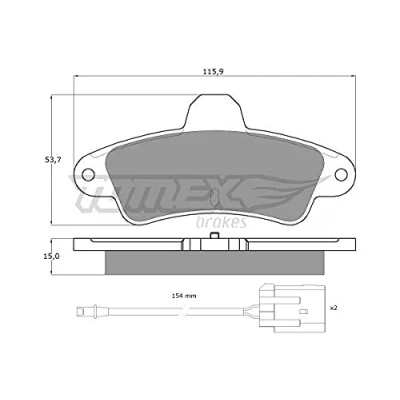 Abbildung von TOMEX brakes TX 11 201 Bremsbelagsatz Hinterachse inkl. Verschleißwarnkontakt mit Zubehör FORD: MONDEO 2, 2 Kombi, Stufenheck