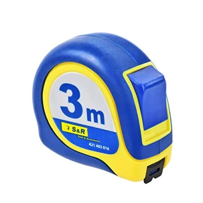 Abbildung von S&amp;R Bandmaß 3m, Federbandstahl mit Magnet Winkel, Nylon Polymer beschichtetes Massband, schlagfestes Gehäuse Bandmaß, MUSTANG Serie Zollstock Metermaß (3,0m x 16mm)