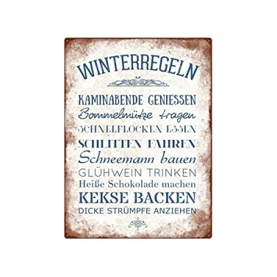 Abbildung von Interluxe WANDSCHILD Metallschild WINTERREGELN Dekoration Shabby Weihnachten Geschenk