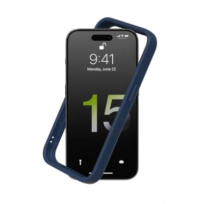 Abbildung von RhinoShield Bumper Case kompatibel mit [iPhone 15 Pro Max] CrashGuard Stoßdämpfende Schutzhülle im schlanken Design 3.5 Meter Fallschutz Marineblau