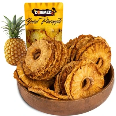 Abbildung von Ananas getrocknet ungezuckert 1 Kg Ananasringe aus 100% natürlicher Herkunft naturbelassen und knackig ohne Zuckerzusatz Getrocknete Scheiben Gentechnik hergestellt Vegan vegetarisch