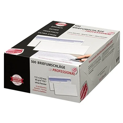 Abbildung von Revelope Professional Briefhüllen 112 x 225 mm selbstklebend Offset weiß 90 g/m² (FSC), 30051799