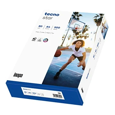 Abbildung von inapa Drucker /Kopierpapier tecno Star: 80 g/m², DIN A4, 500 Blatt, weiß Allround Papier