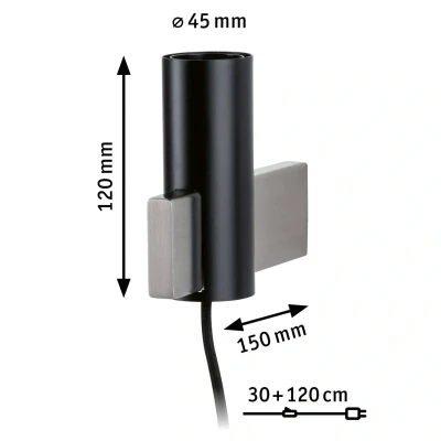 Abbildung von Paulmann 79762 Deckenleuchte Neordic Aik eckig max. 20 Watt Wandleuchte Schwarz Wandbeleuchtung Metall Wandlampe E27 ohne Leuchtmittel