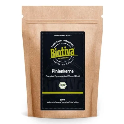 Abbildung von Pinienkerne Bio 1kg (2x500g) aus kontrolliertem Anbau Abgefüllt kontrolliert und zertifiziert in Deutschland Biotiva