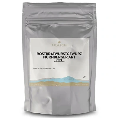 Abbildung von Royal Spice Rostbratwurst Gewürz Nürnberger Art Gewürzmischung für frische Grillwurst Bratwurst mit Traditionellem Geschmack nach echtem Originalrezept (300 g (1er Pack))