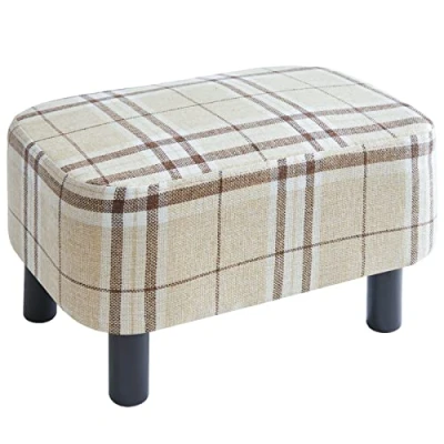 Abbildung von YMYNY Rechteckiger Fußhocker Sitzhocker, 42 x 29 23 cm, Gepolsterter Hocker aus Baumwolltuch, Holzbeine, Bequeme und Dicke Sitzbank, platzsparend, für Wohnzimmer, Flur, Büro, Streifen HD HRF BD215