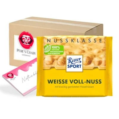 Abbildung von 5 x 100g Weisse Voll Nuss Tafel Schokolade mit Geschenk von Pere&#039;s Candy
