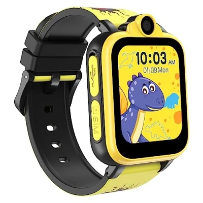 Abbildung von IOWODO Smartwatch Kinder 2G SIM mit Spiele Anruf Funktion SOS Kamera Musik Schrittzähler Taschenlampe Wecker Kids smart Watch telefonieren Geschenk für Jungen und Mädchen 3 12 Jahre (Rosa)