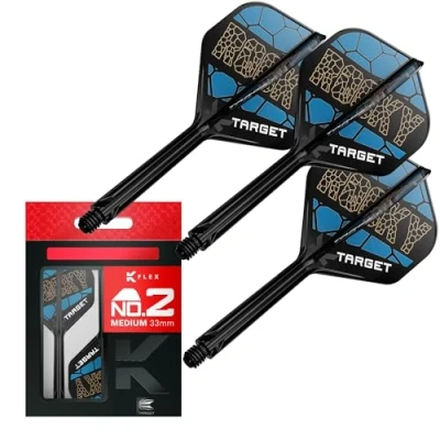 Abbildung von Target Darts Josh Rock K Flex Flights und Schaft System, No.2 3er Pack Kflex All In One Flights, Player Edition Zubehör Dartschaft Medium (33 mm)