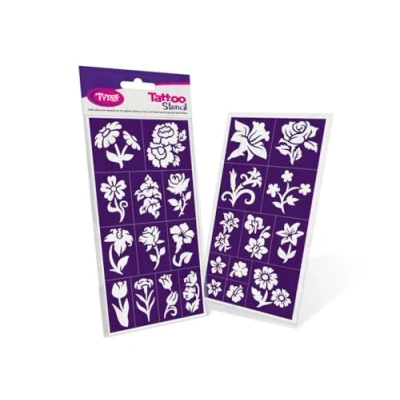Abbildung von TyToo Glitzer Tattoo Schablonen Set wiederverwendbare Vorlagen für Kinder &amp; Erwachsene EU Design, hautfreundlich, perfekt Partys, Kinderschminken Bodypainting (Blumen)
