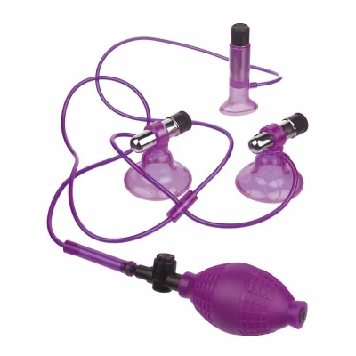 Abbildung von Nippel und Klitorissauger „Vibrating Triple Suckers“, mit Vibration