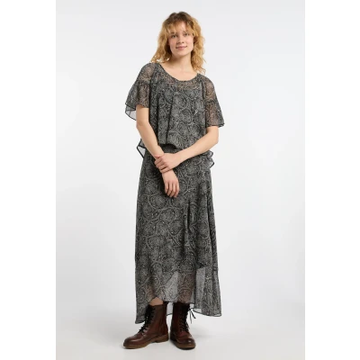 Abbildung von DREIMASTER Vintage Damen Bluse Shirt XS / Schwarz Mehrfarbig 100% Polyester