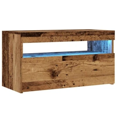 Abbildung von vidaXL TV Schrank, Fernsehtisch mit Stauraum LED Leuchten, Lowboard für Fernseher, Fernsehschrank Wohnzimmer, Altholz Optik Holzwerkstoff