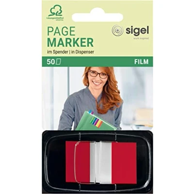 Abbildung von SIGEL HN491 Haftmarker im Spender, rot, 50 Streifen Format 25 x 43 mm